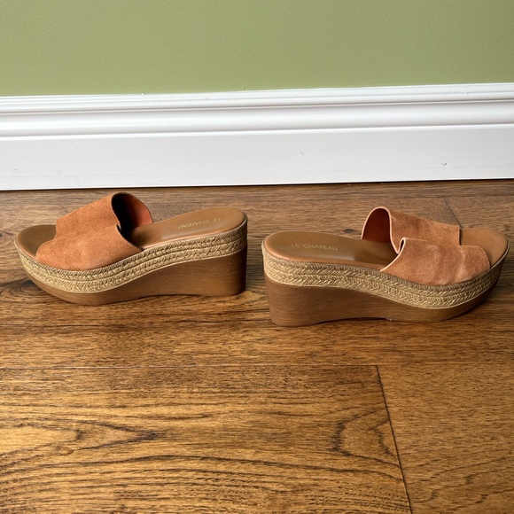⭐️ SALE $25 ⭐️ Le Chateau Genuine Leather Platform Wedge Espadrilles Mules Shoe - Picture 5 of 11